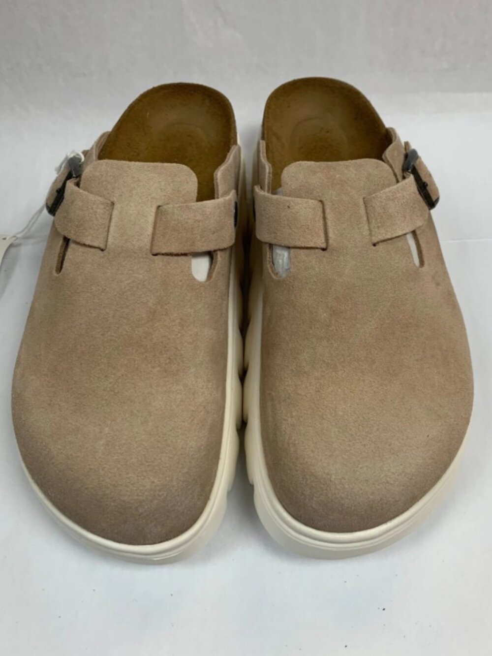 Birkenstock Boston Chunky Warm Sand Suede Leather Narrow Width Clogs